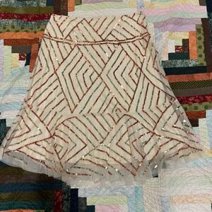 Ruth by Anthropologie Sequin Cream Skirt